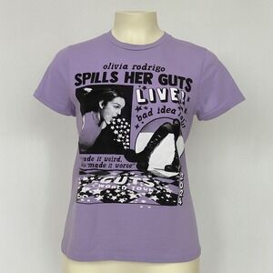 Olivia Rodrigo Guts World Tour T-Shirt Spills Her Guts Live Tee XL Purple Pop